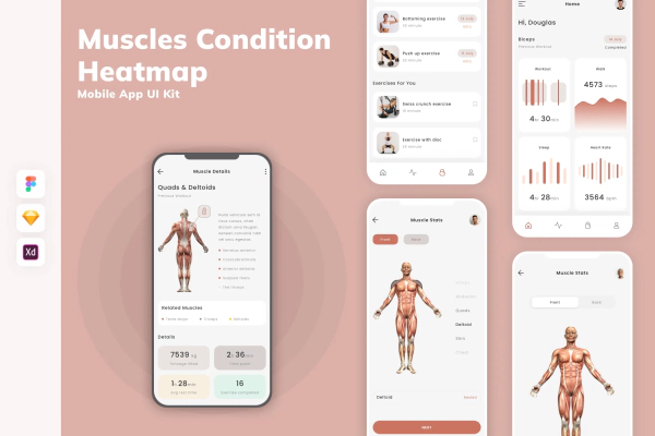 Muscles Condition Heatmap Mobile App UI Kit