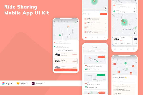Ride Sharing Mobile App UI Kit