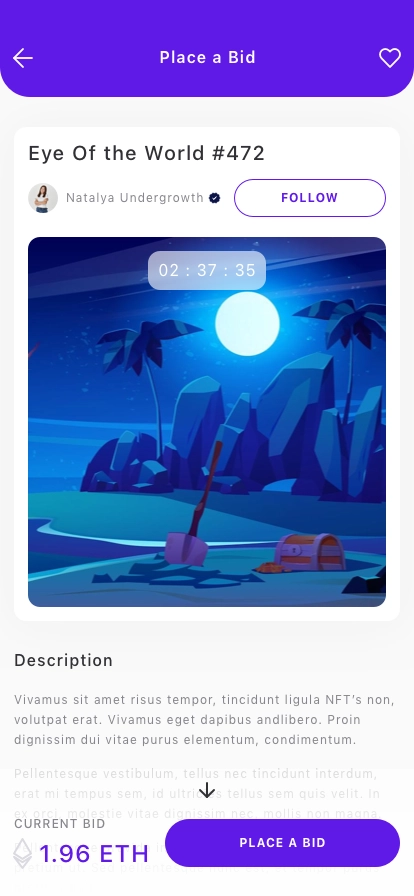 NFT Marketplace Mobile App UI Kit - Screenshot 2