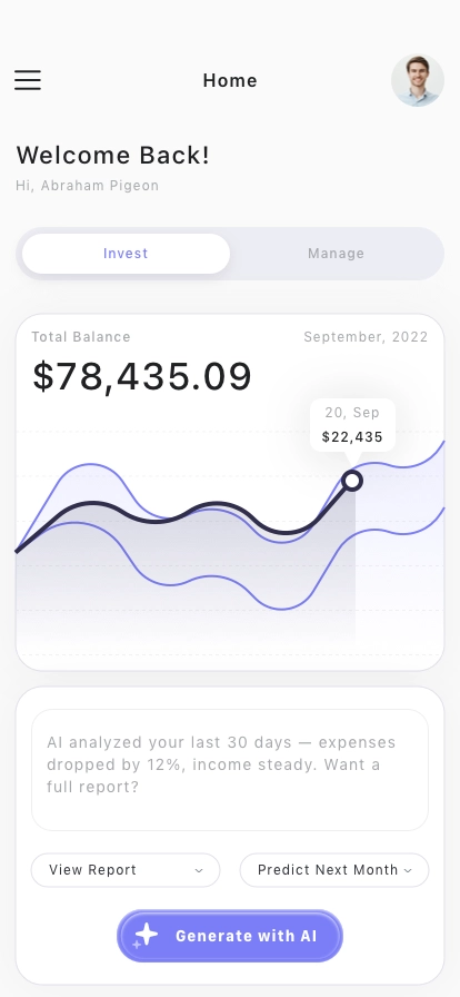 AI Fintech Dashboard Mobile App UI Kit - Screenshot 1