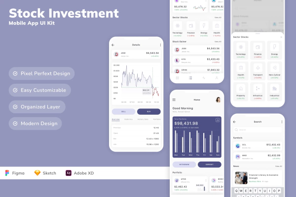 Stock Investment Mobile App UI Kit