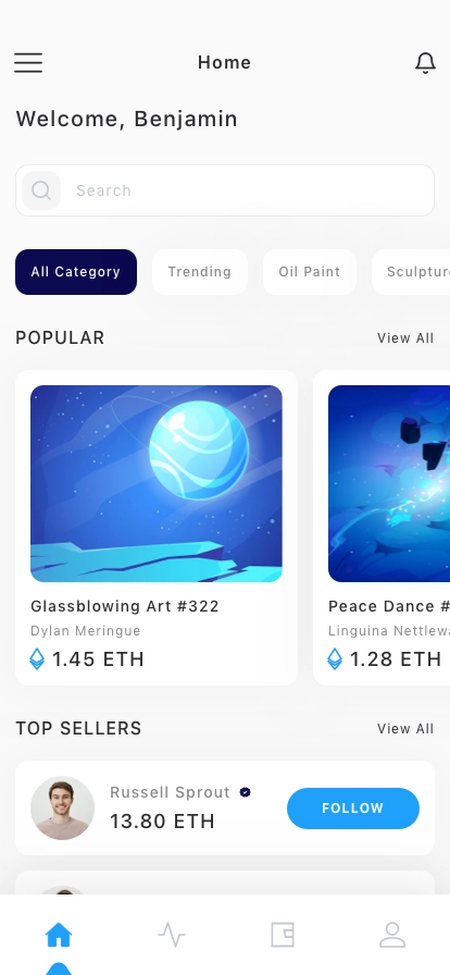 NFT Market Mobile App UI Kit - Screenshot 1