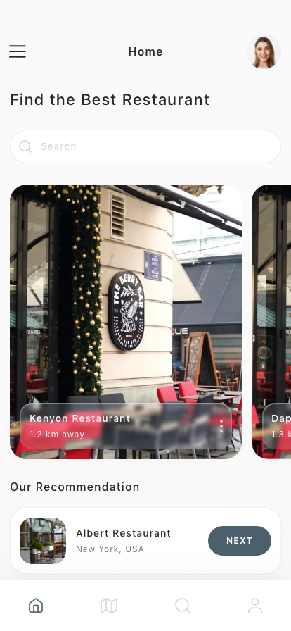Restaurant Search Mobile App UI Kit - Screenshot 1