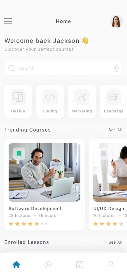 Online Education Mobile App UI Kit - Screenshot 1