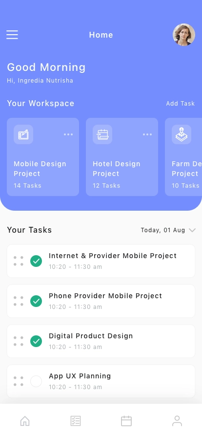 Task & Team Organizer Mobile App UI Kit - Screenshot 1