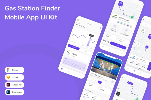 Gas Station Finder Mobile App UI Kit