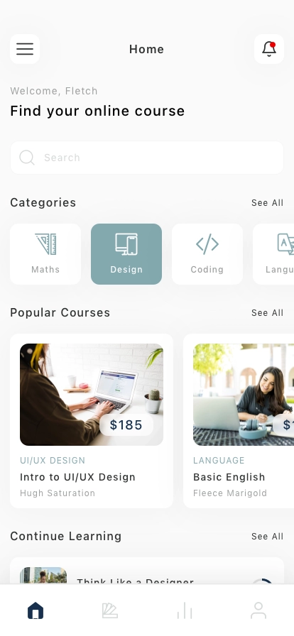 Online Course Mobile App UI Kit - Screenshot 1
