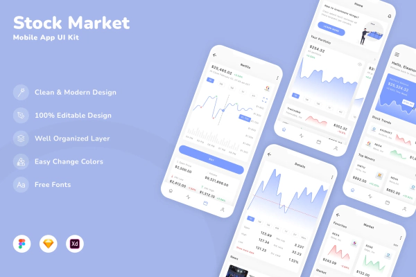 Stock Market Mobile App UI Kit
