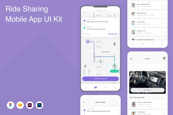Ride Sharing Mobile App UI Kit