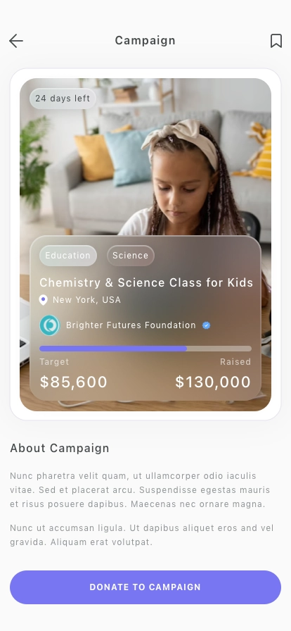 Donation Platform Mobile App UI Kit - Screenshot 2