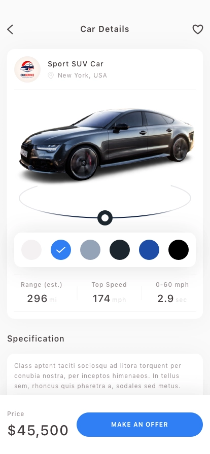 Car Marketplace Mobile App UI Kit - Screenshot 5