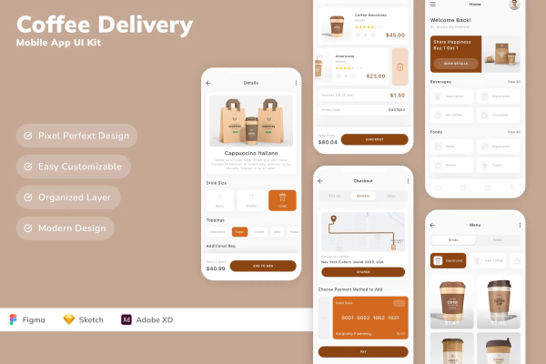 Coffee Delivery Mobile App UI Kit