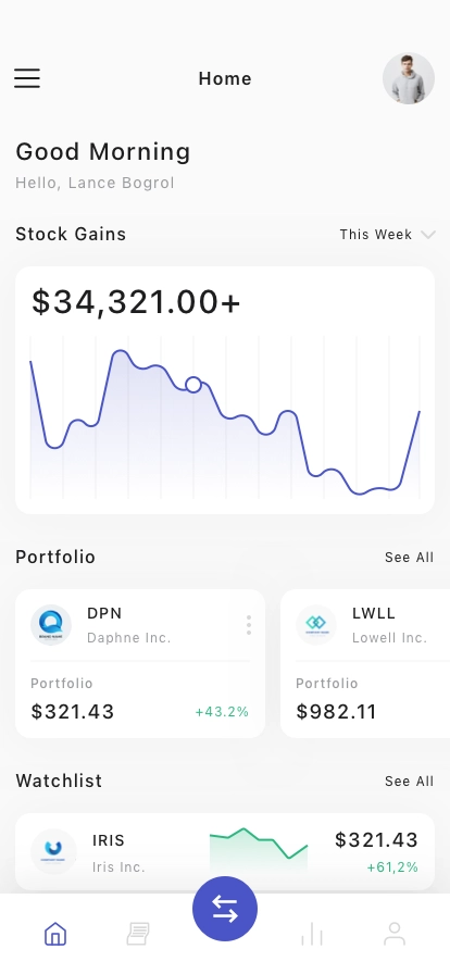 Stock Market Mobile App UI Kit - Screenshot 1