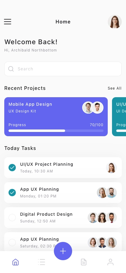 Project Management Mobile App UI Kit - Screenshot 1
