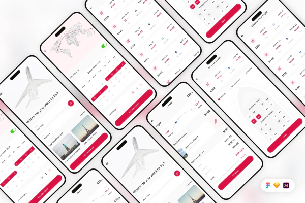 Travel & Flight Booking Mobile App UI Kit