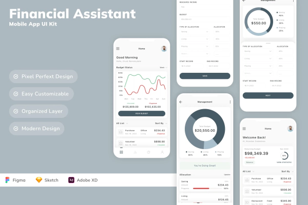 Financial Assistant Mobile App UI Kit