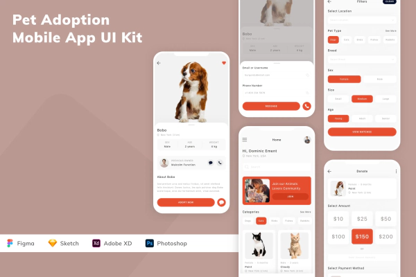Pet Adoption Mobile App UI Kit