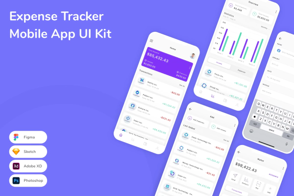 Expense Tracker Mobile App UI Kit