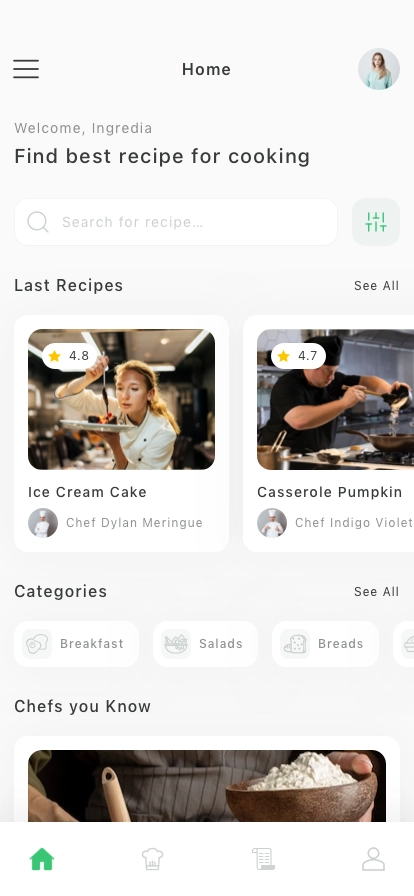 Food Recipe Mobile App UI Kit - Screenshot 1