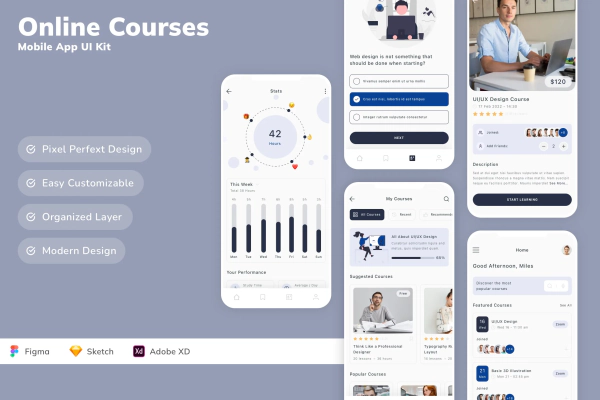 Online Courses Mobile App UI Kit