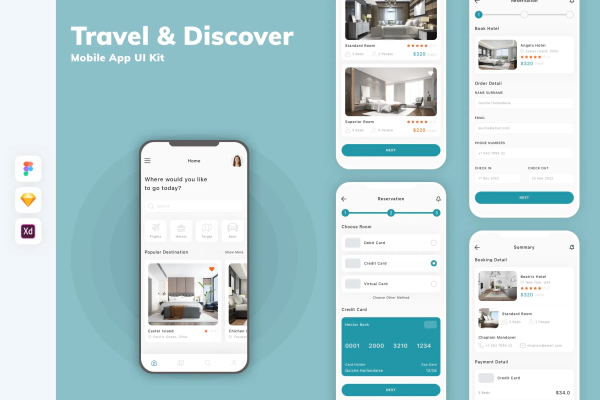 Travel & Discover Mobile App UI Kit