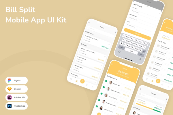 Bill Split Mobile App UI Kit