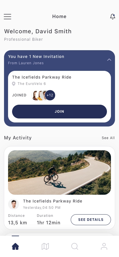 Cycling Tracker Mobile App UI Kit - Screenshot 3