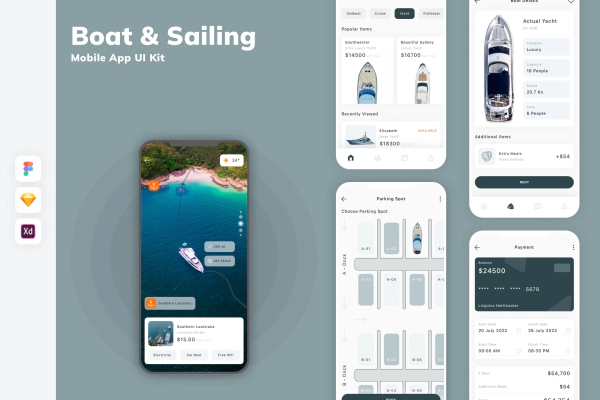 Boat & Sailing Mobile App UI Kit