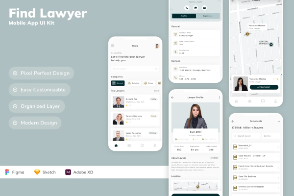 Find Lawyer Mobile App UI Kit