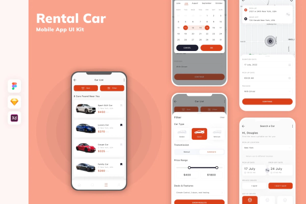 Rental Car Mobile App UI Kit