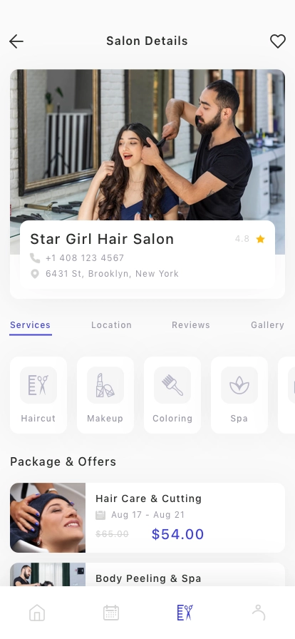 Salon Search & Booking Mobile App UI Kit - Screenshot 2