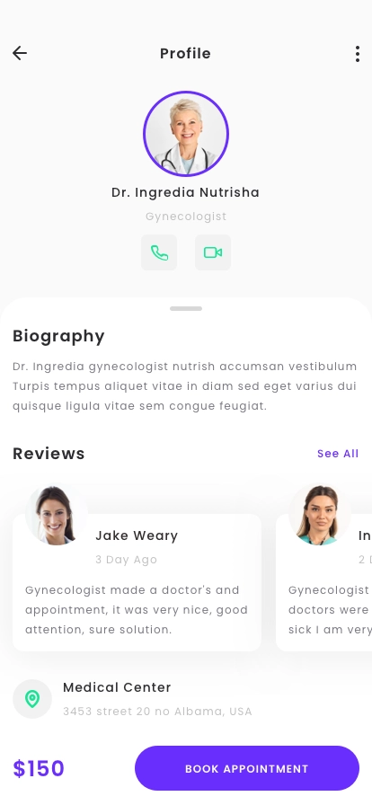Gynecologist Appointment App UI Kit - Screenshot 2