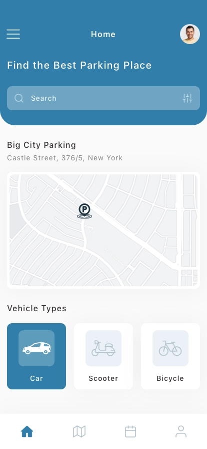 Find Parking Space Mobile App UI Kit - Screenshot 1