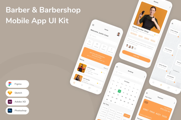 Barber & Barbershop Mobile App UI Kit