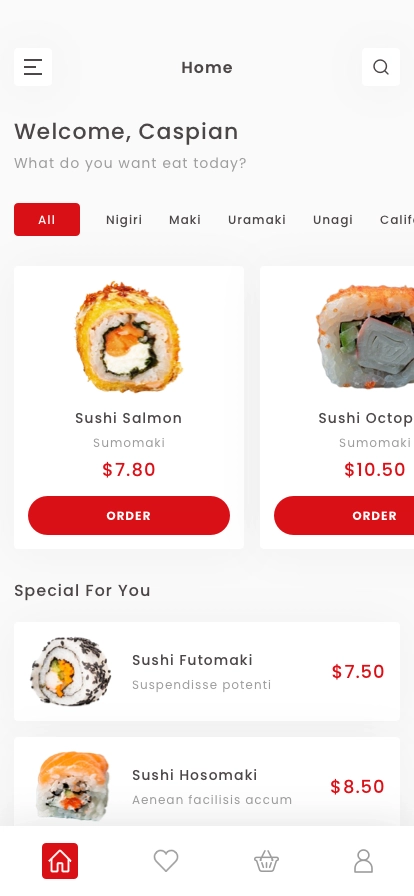 Sushi Delivery Mobile App UI Kit - Screenshot 3