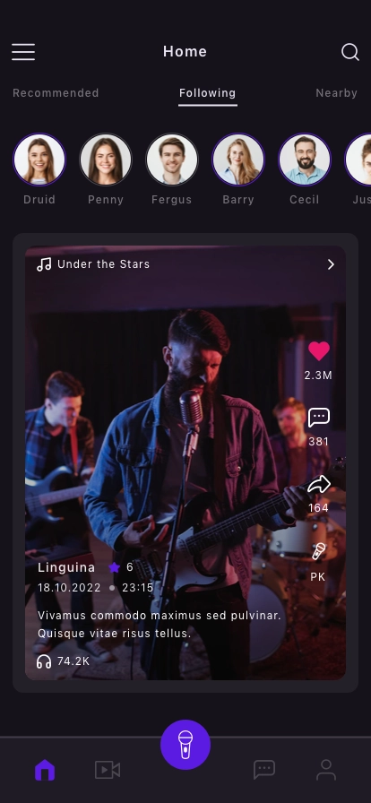 Social Karaoke Singing Mobile App UI Kit - Screenshot 2