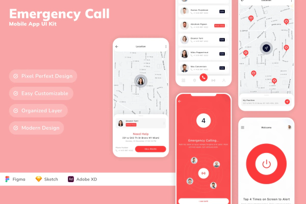 Emergency Call Mobile App UI Kit
