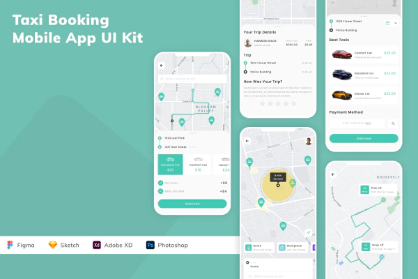 Taxi Booking Mobile App UI Kit