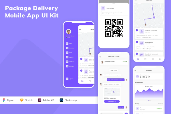 Package Delivery Mobile App UI Kit