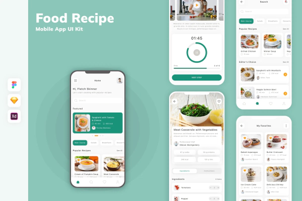 Food Recipe Mobile App UI Kit