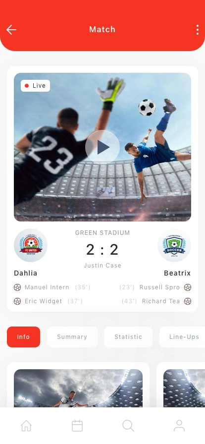 Livescore Sport Mobile App UI Kit - Screenshot 3