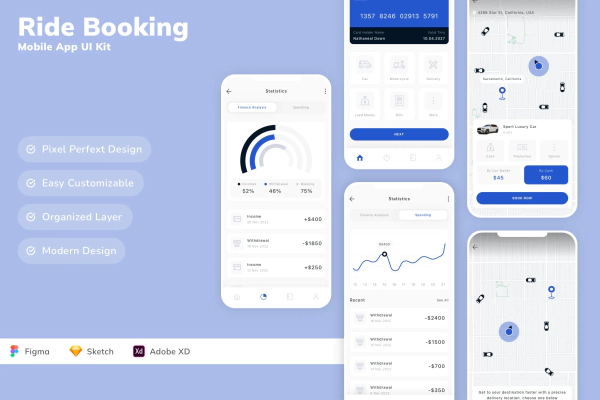 Ride Booking Mobile App UI Kit