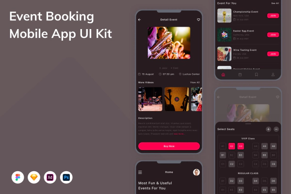 Event Booking Mobile App UI Kit