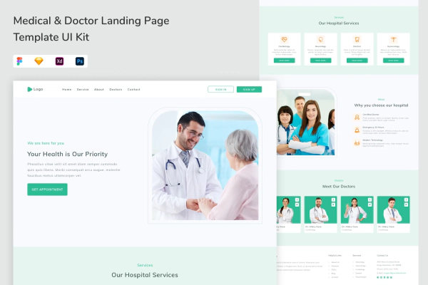 Medical & Doctor Landing Page Template UI Kit