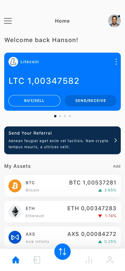 Cryptocurrency Wallet Mobile App UI Kit - Screenshot 1