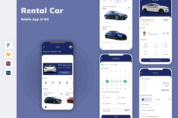 Rental Car Mobile App UI Kit