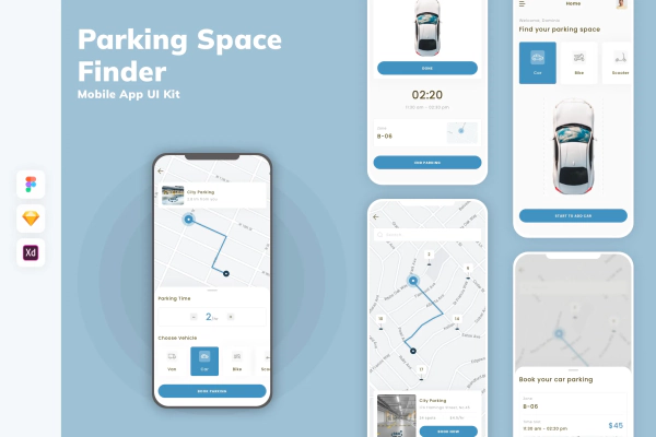 Parking Space Finder Mobile App UI Kit