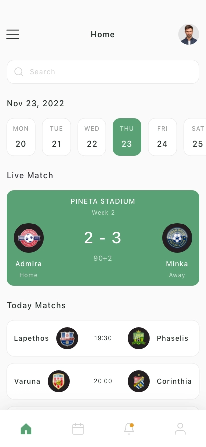 Football Scoreboard Mobile App UI Kit - Screenshot 1