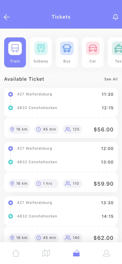 Public Transport Mobile App UI Kit - Screenshot 2