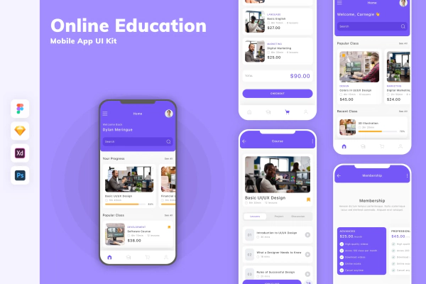 Online Education Mobile App UI Kit